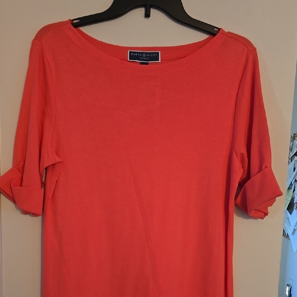 Karen Scott Sport Orange Sheath Dress with Cuffed Short Sleeves - Picture 4 of 9